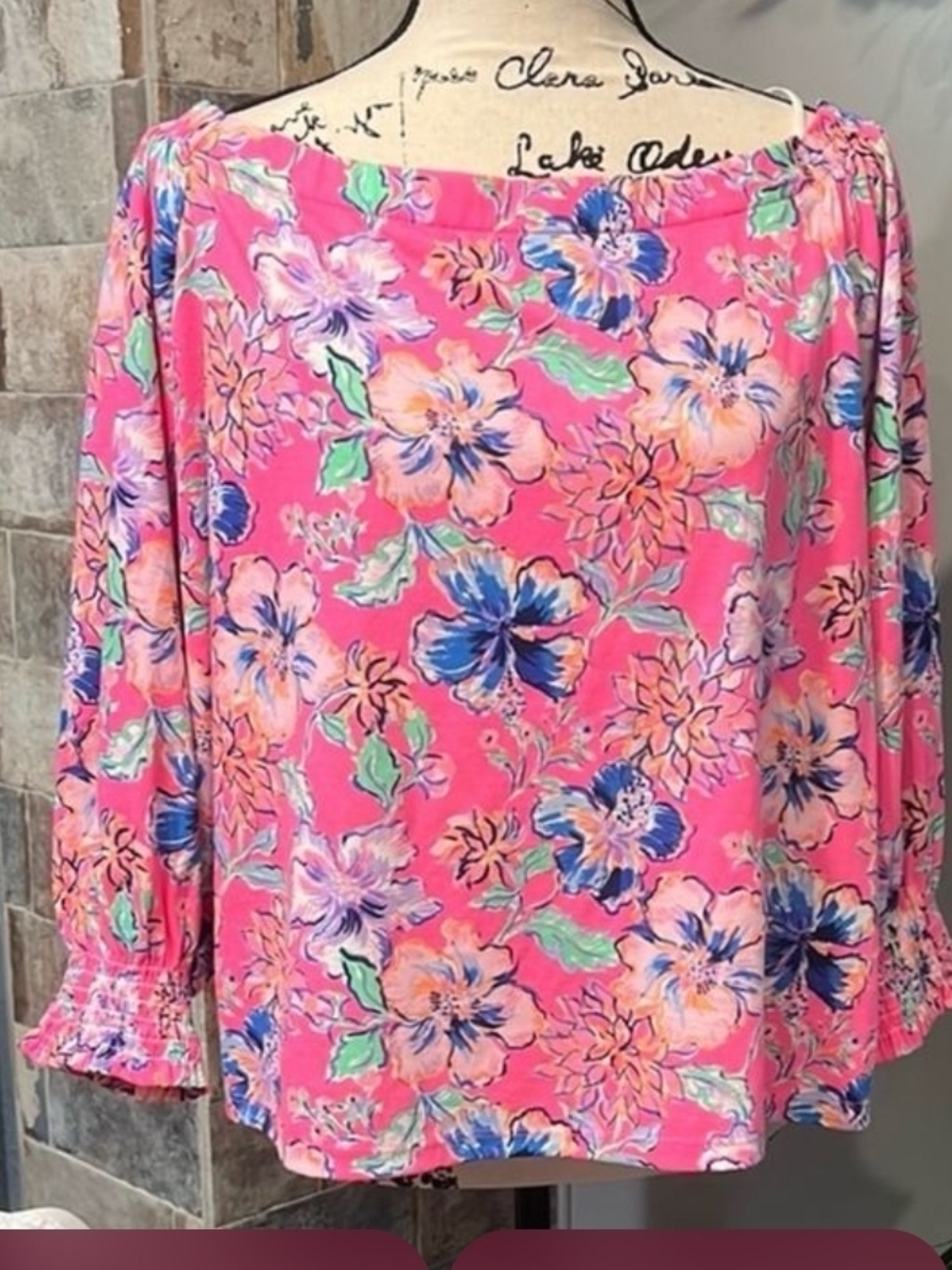 Lilly Pulitzer Hot Pink Multicolor Floral Off-Shoulder Blouse